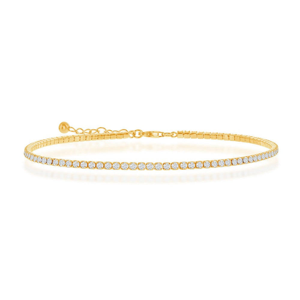 Tennis Anklet - 2 mm - Gold Plated