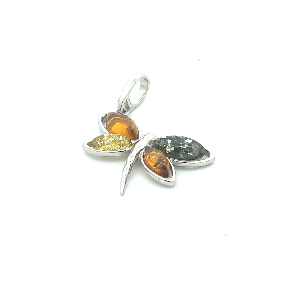 Amber Butterfly Pendant | Butterfly Amber Stone | Silvadi