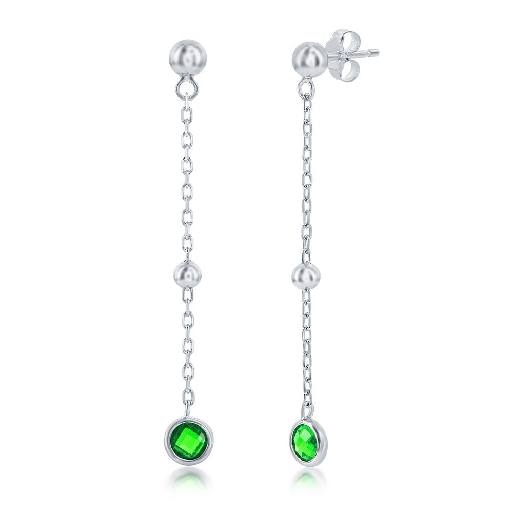 Sterling Silver Earrings | Emerald Dangle Earrings | Silvadi