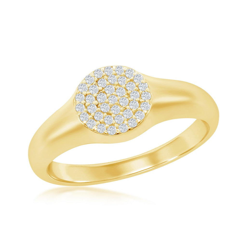 Sterling Silver Micro Pave CZ Round Ring - Gold Plated - Silvadi