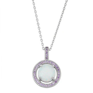 Opal and purple gemstone halo pendant necklace from the Jewelry Gifts Under $75 collection at Silvadi in Aurora, Colorado.