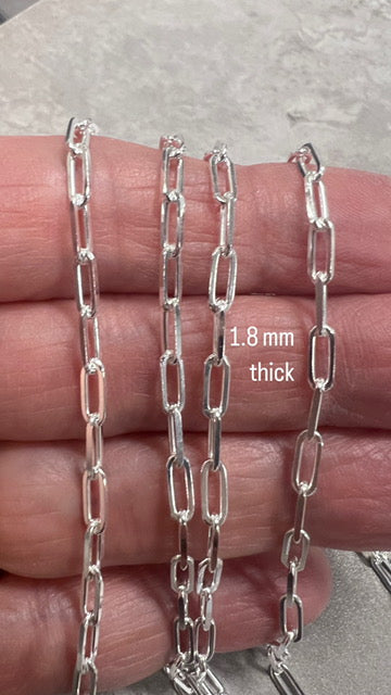 Italian Sterling Silver Paperclip Chain - 1.8mm Thick