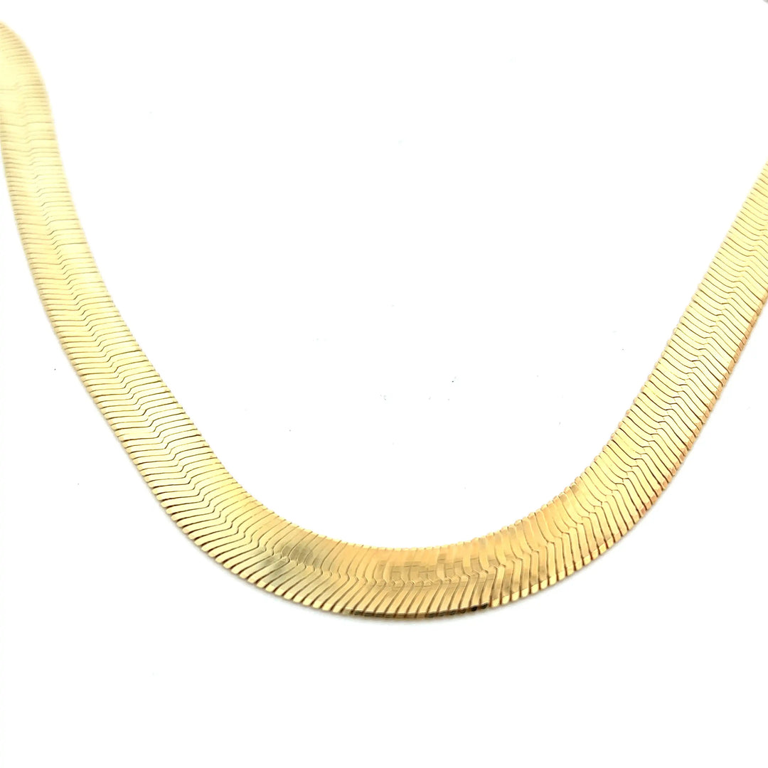 10mm Italian sterling silver herringbone necklace with 18K gold plating, Silvadi Aurora CO