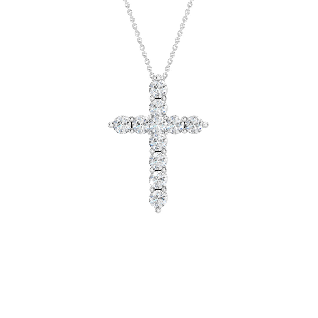 11-Stone Cross Pendant (Round) in 14K White Gold – Silvadi Jewelry Aurora CO