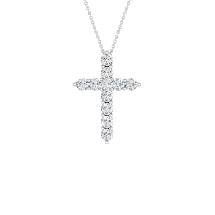 11-Stone Cross Pendant (Round) in 14K White Gold – Silvadi Jewelry Aurora CO