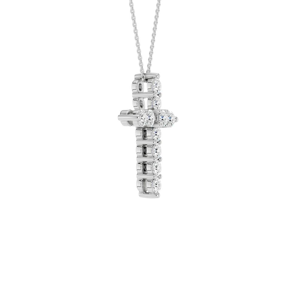 11-Stone Cross Pendant (Round) in 14K White Gold – Silvadi Jewelry Aurora CO
