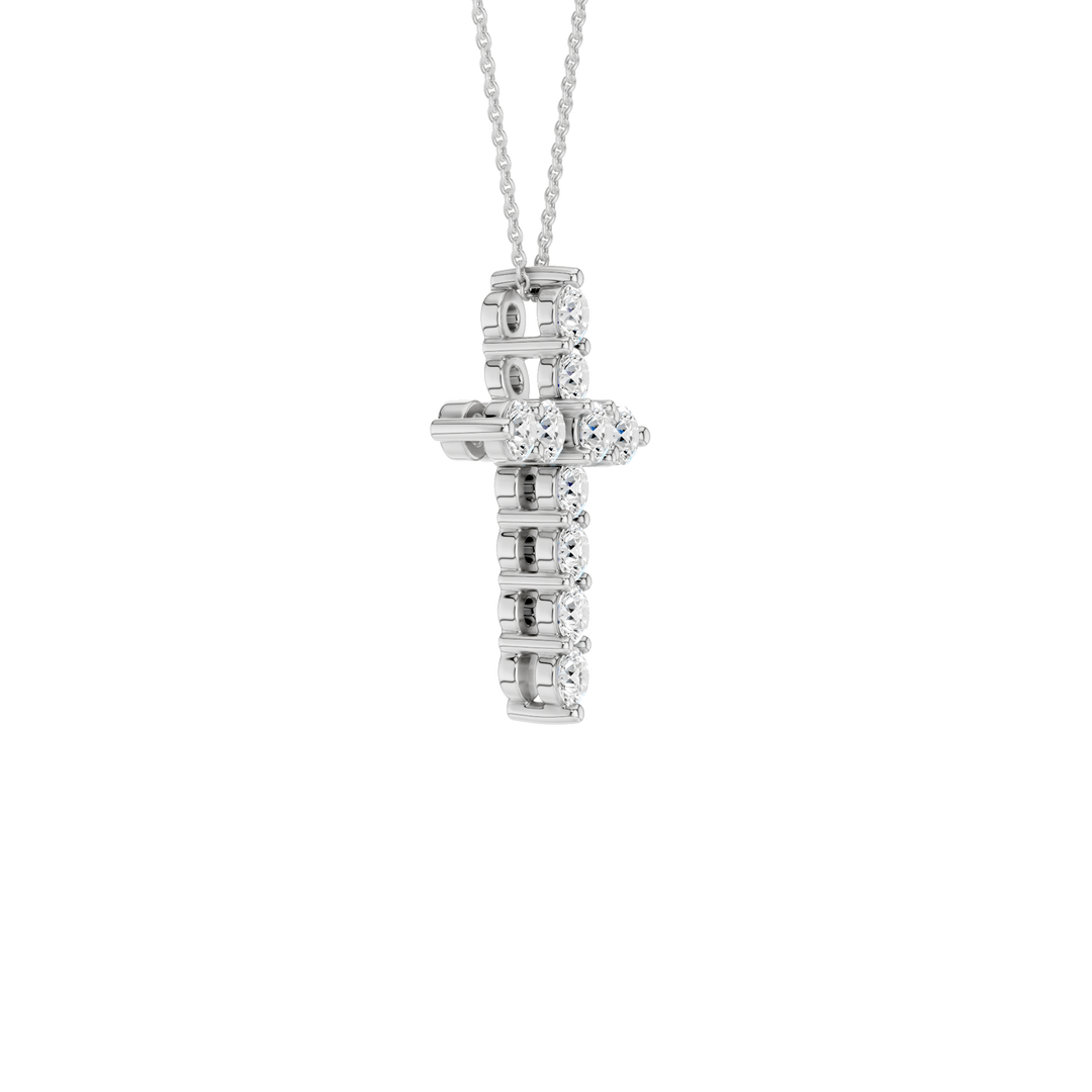 11-Stone Cross Pendant (Round) in 14K White Gold – Silvadi Jewelry Aurora CO