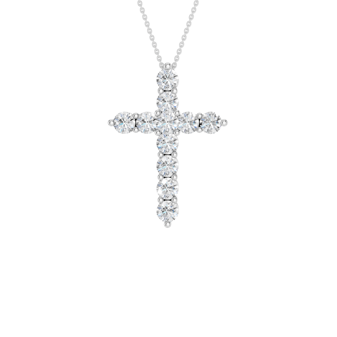 11-Stone Cross Pendant (Round) in 14K White Gold – Silvadi Jewelry Aurora CO