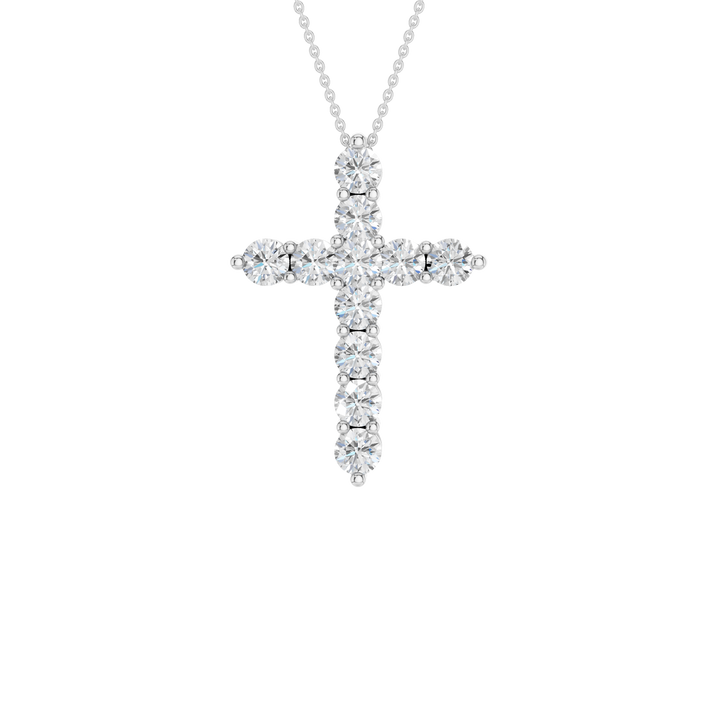 11-Stone Cross Pendant (Round) in 14K White Gold – Silvadi Jewelry Aurora CO