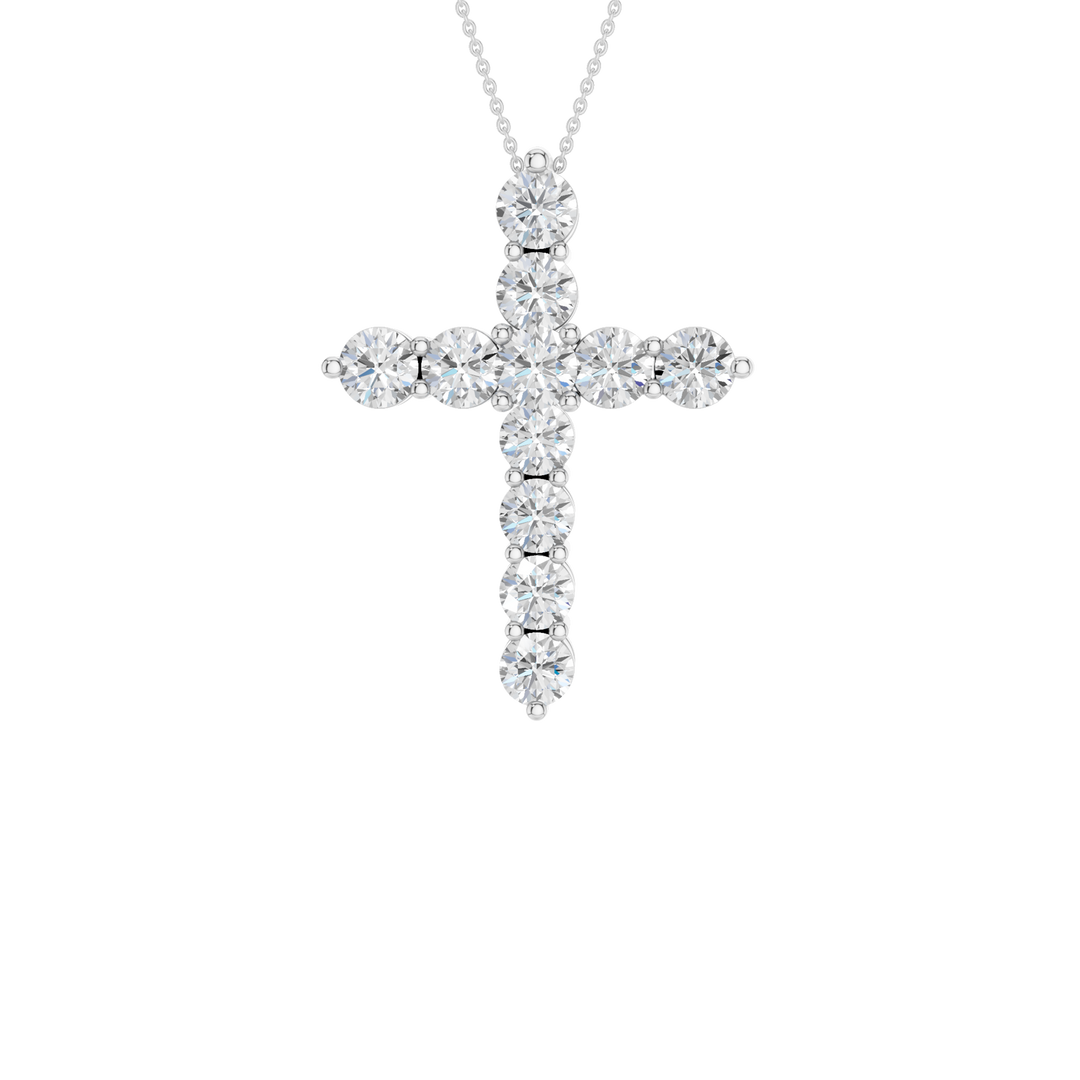 11-Stone Cross Pendant (Round) in 14K White Gold – Silvadi Jewelry Aurora CO