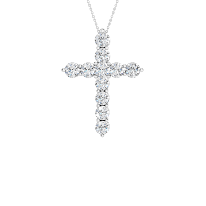 11-Stone Cross Pendant (Round) in 14K White Gold – Silvadi Jewelry Aurora CO