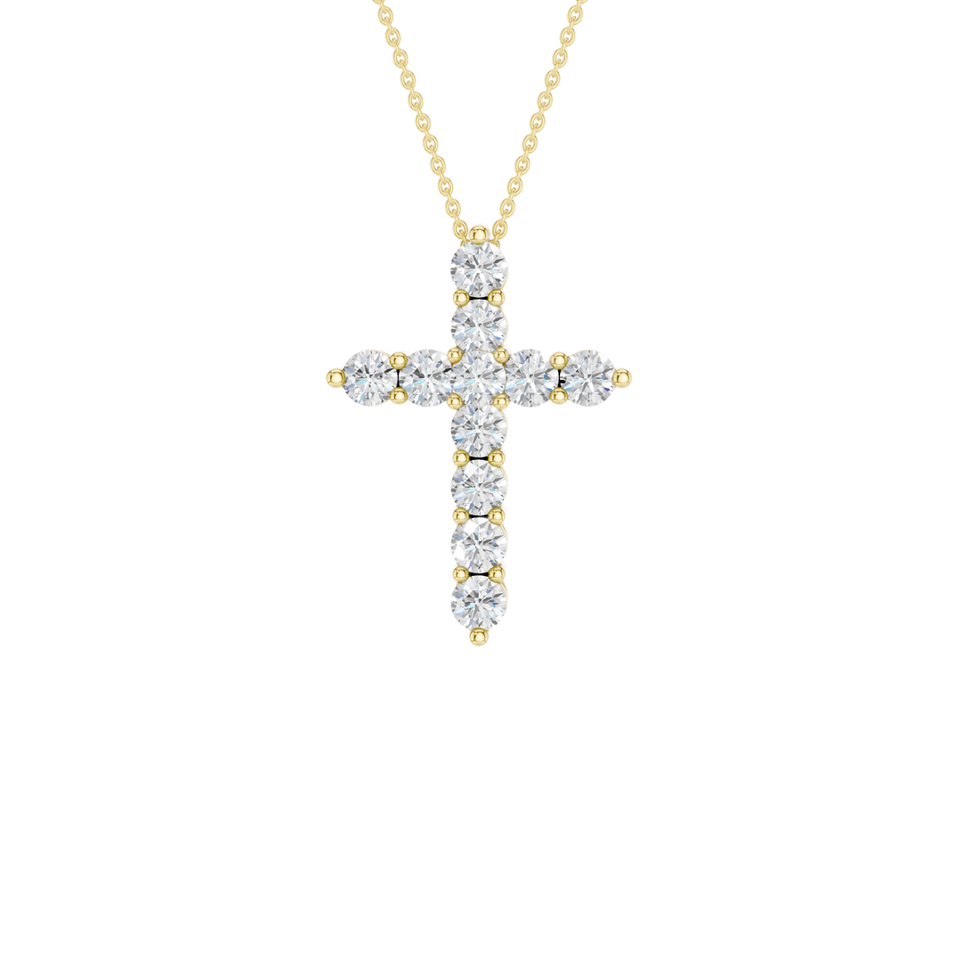 11-Stone Cross Pendant (Round) in 14K Yellow Gold – Silvadi Jewelry Aurora CO