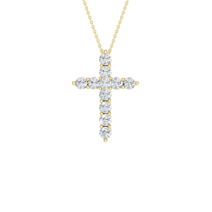 11-Stone Cross Pendant (Round) in 14K Yellow Gold – Silvadi Jewelry Aurora CO