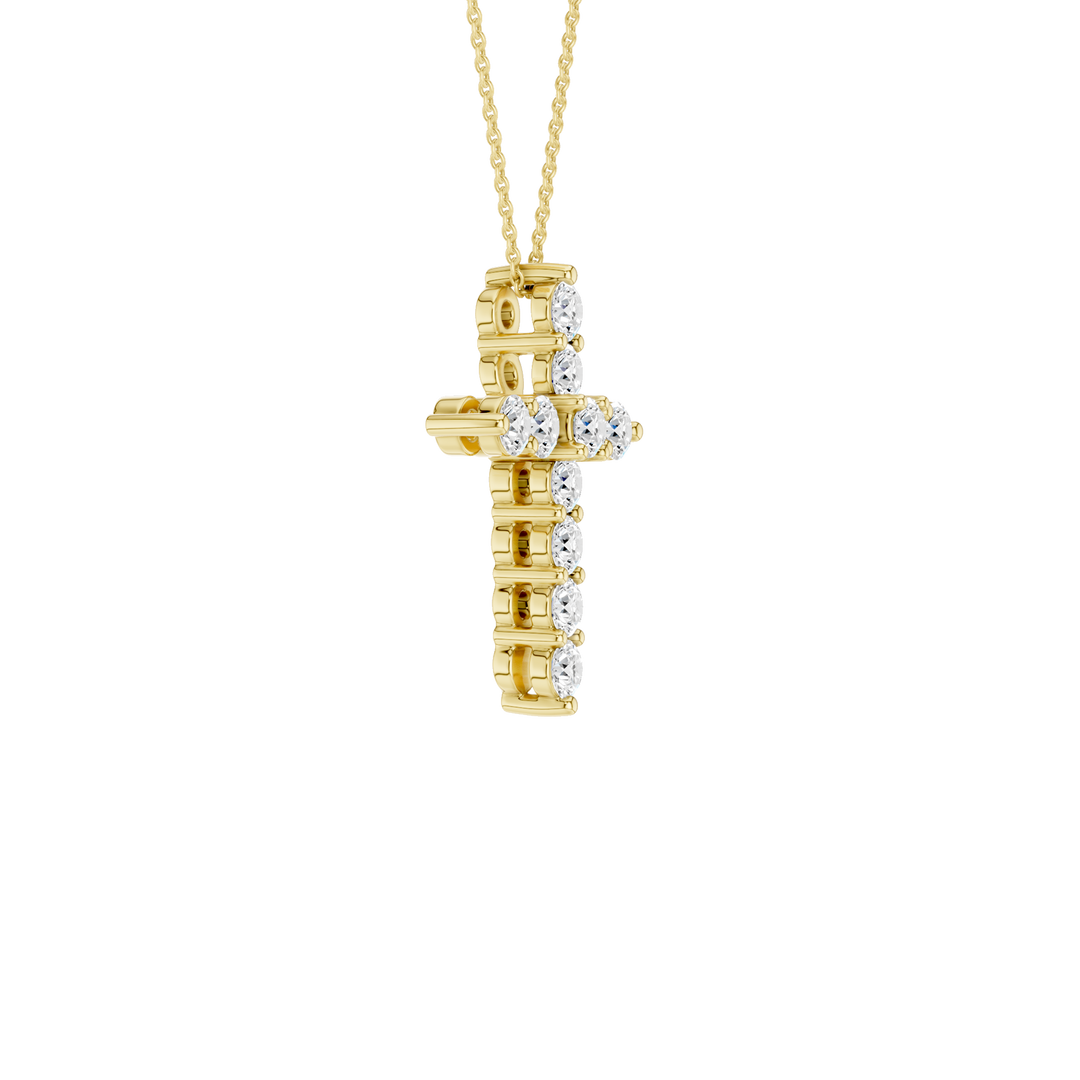 11-Stone Cross Pendant (Round) in 14K Yellow Gold – Silvadi Jewelry Aurora CO
