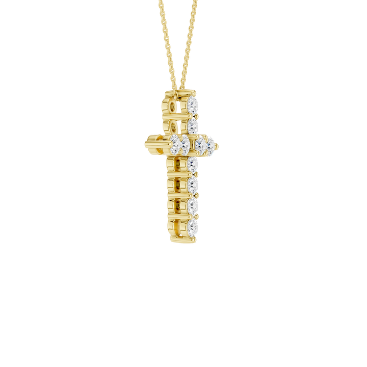 11-Stone Cross Pendant (Round) in 14K Yellow Gold – Silvadi Jewelry Aurora CO