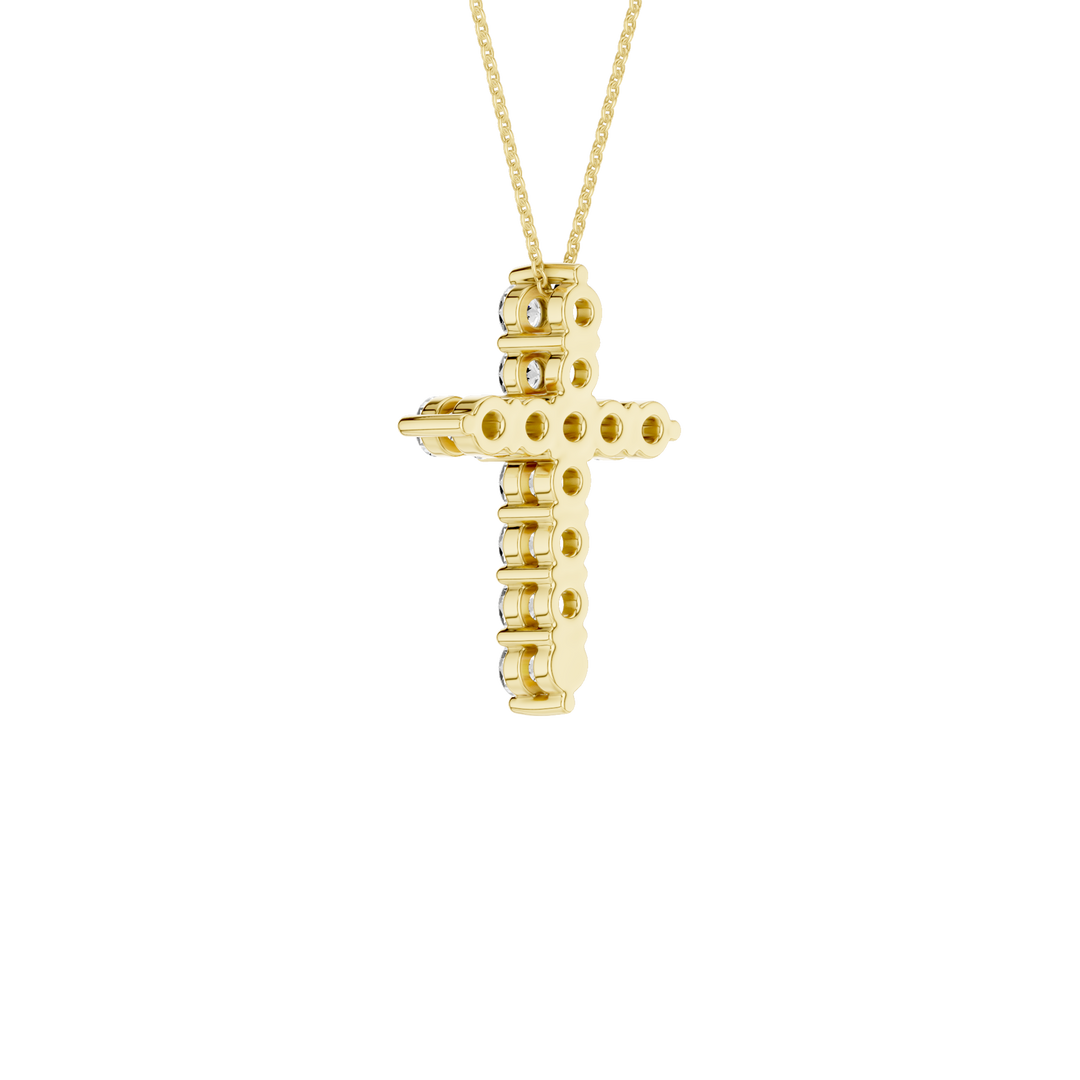 11-Stone Cross Pendant (Round) in 14K Yellow Gold – Silvadi Jewelry Aurora CO
