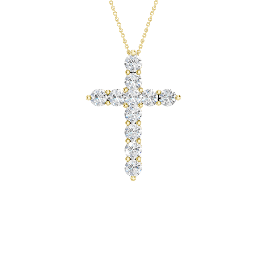 11-Stone Cross Pendant (Round) in 14K Yellow Gold – Silvadi Jewelry Aurora CO