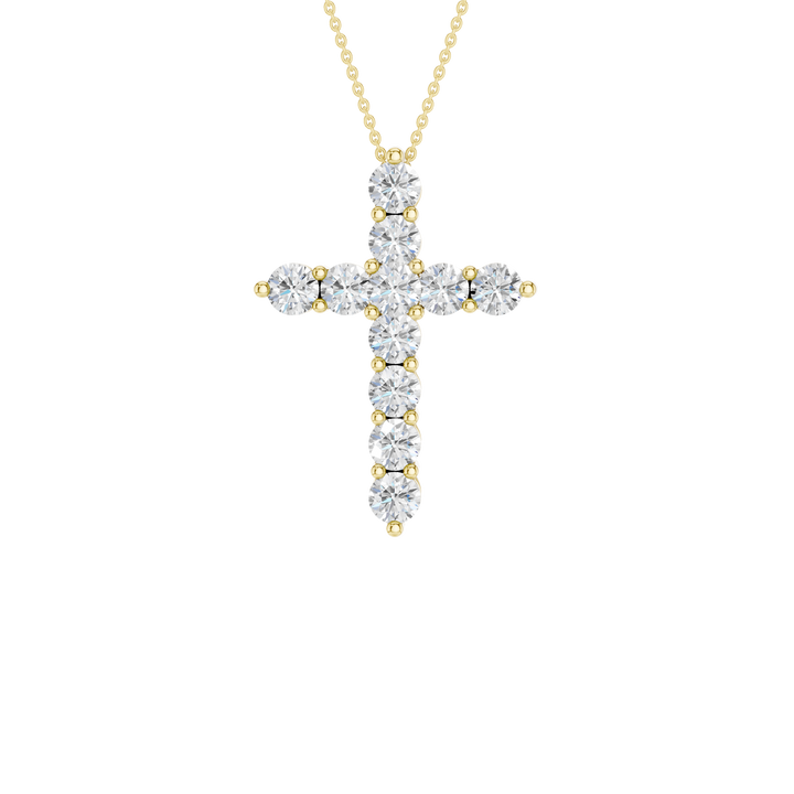11-Stone Cross Pendant (Round) in 14K Yellow Gold – Silvadi Jewelry Aurora CO