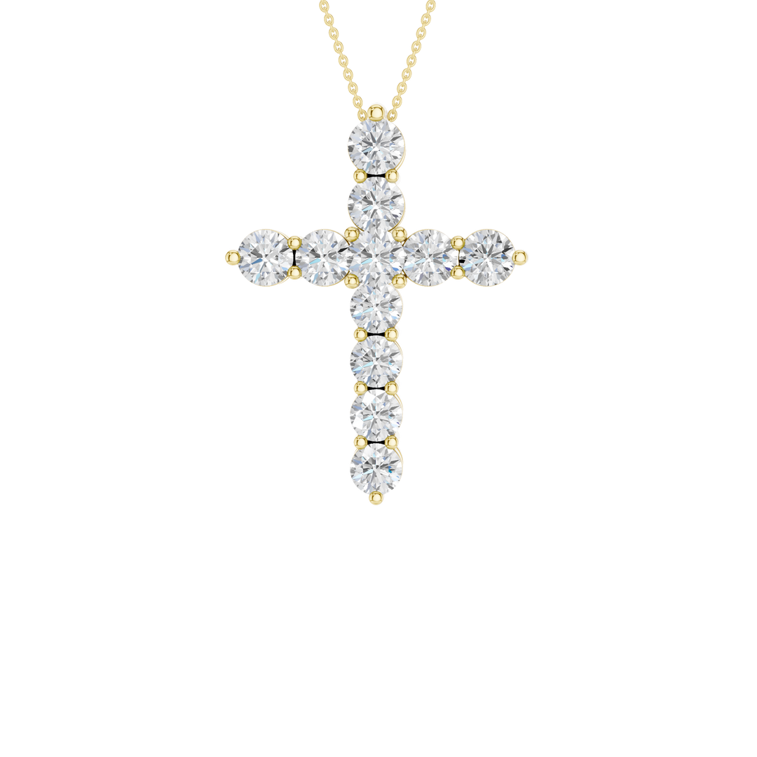 11-Stone Cross Pendant (Round) in 14K Yellow Gold – Silvadi Jewelry Aurora CO
