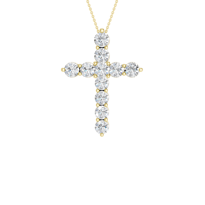 11-Stone Cross Pendant (Round) in 14K Yellow Gold – Silvadi Jewelry Aurora CO