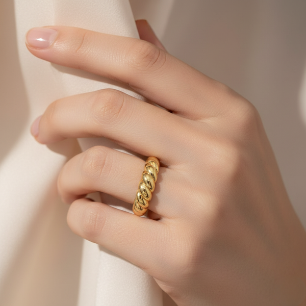 Croissant Ring- Sterling Silver - Gold Plated