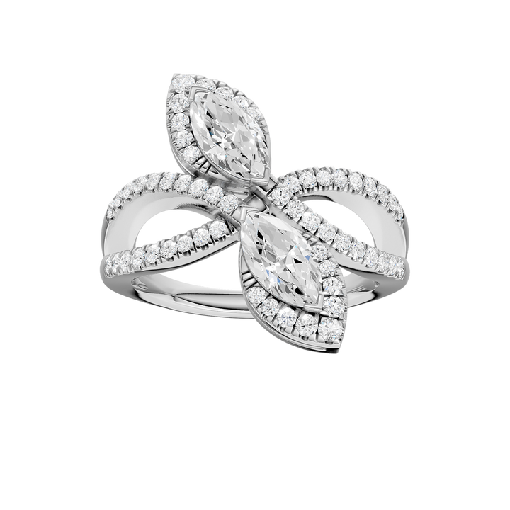 2-Stone Bypass Ring (Marquise, Round) in 14K White Gold – Silvadi Jewelry Aurora CO