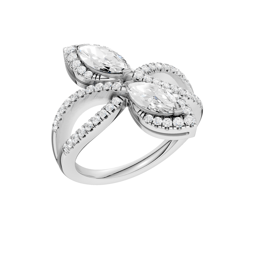 2-Stone Bypass Ring (Marquise, Round) in 14K White Gold – Silvadi Jewelry Aurora CO