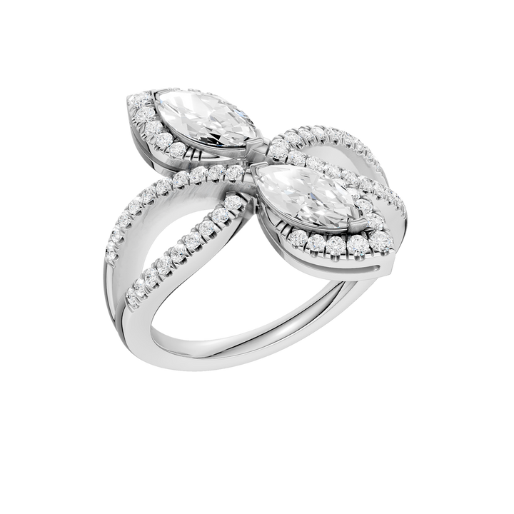 2-Stone Bypass Ring (Marquise, Round) in 14K White Gold – Silvadi Jewelry Aurora CO
