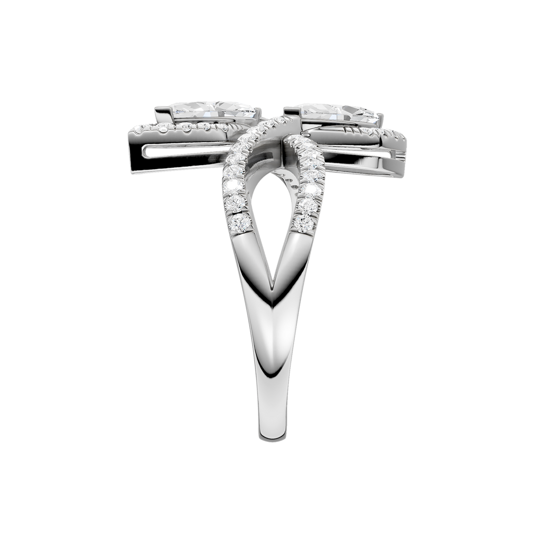2-Stone Bypass Ring (Marquise, Round) in 14K White Gold – Silvadi Jewelry Aurora CO