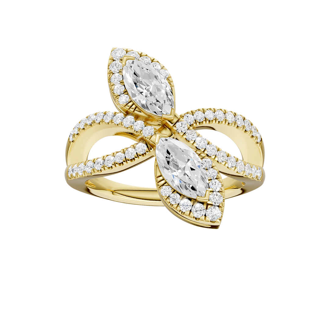 2-Stone Bypass Ring (Marquise, Round) in 14K Yellow Gold – Silvadi Jewelry Aurora CO