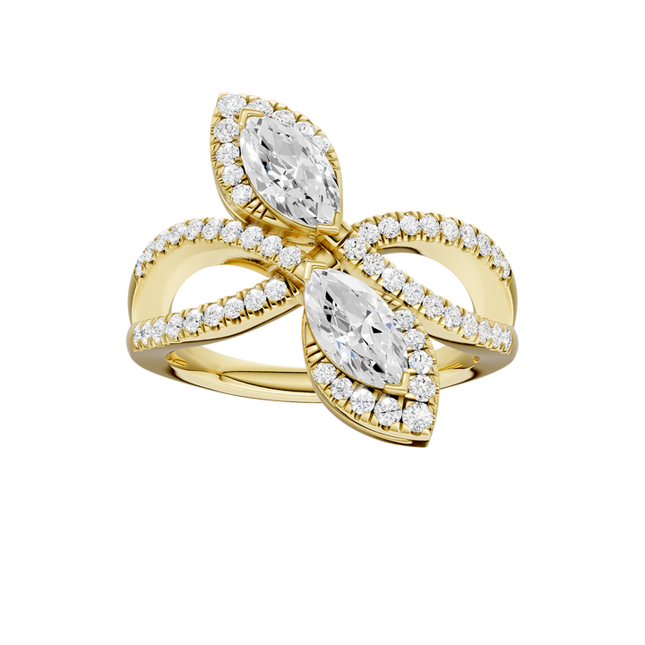 2-Stone Bypass Ring (Marquise, Round) in 14K Yellow Gold – Silvadi Jewelry Aurora CO