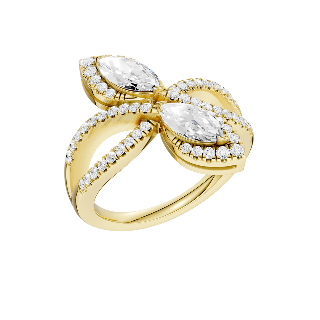 2-Stone Bypass Ring (Marquise, Round) in 14K Yellow Gold – Silvadi Jewelry Aurora CO