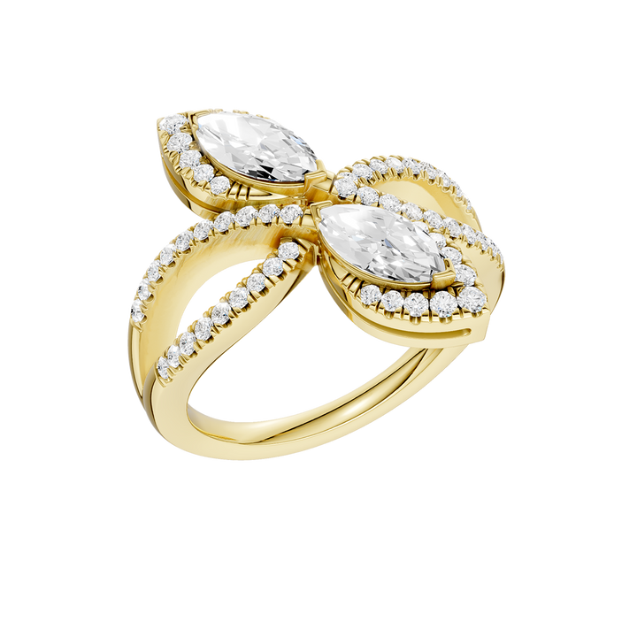 2-Stone Bypass Ring (Marquise, Round) in 14K Yellow Gold – Silvadi Jewelry Aurora CO