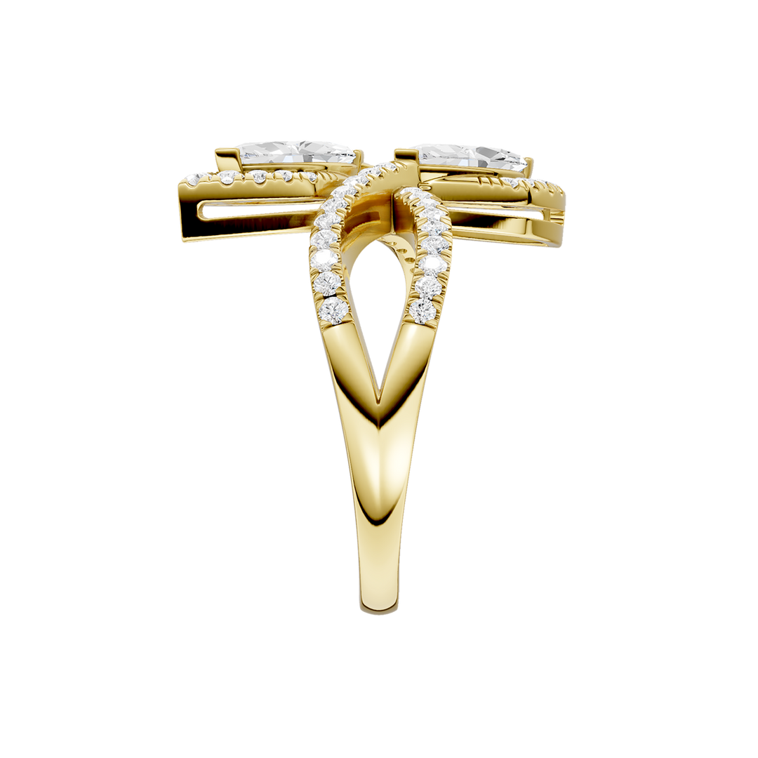 2-Stone Bypass Ring (Marquise, Round) in 14K Yellow Gold – Silvadi Jewelry Aurora CO