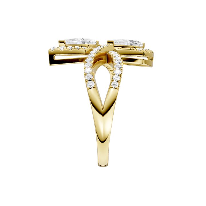 2-Stone Bypass Ring (Marquise, Round) in 14K Yellow Gold – Silvadi Jewelry Aurora CO