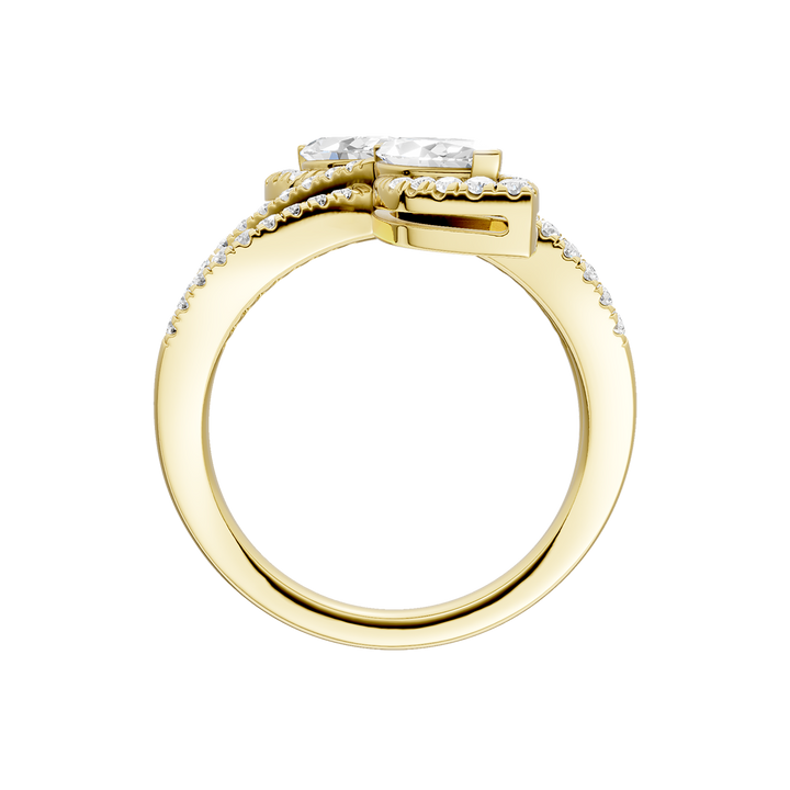 2-Stone Bypass Ring (Marquise, Round) in 14K Yellow Gold – Silvadi Jewelry Aurora CO