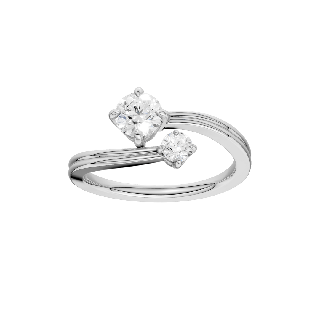 2-stone Bypass Ring (Round) in 14K White Gold – Silvadi Jewelry Aurora CO