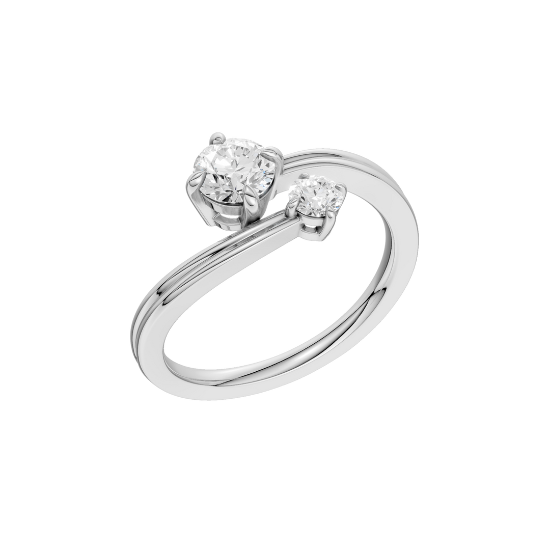2-stone Bypass Ring (Round) in 14K White Gold – Silvadi Jewelry Aurora CO