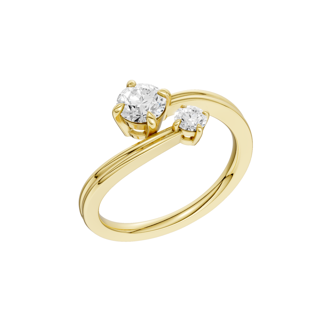 2-stone Bypass Ring (Round) in 14K Yellow Gold – Silvadi Jewelry Aurora CO