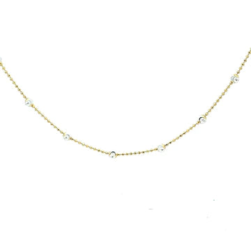 STERLING SILVER MOON CUT BEAD NECKLACE - GOLD PLATED