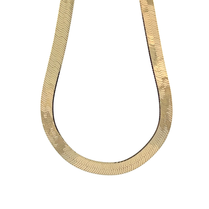 Italian Sterling Silver (6mm) Herringbone Necklace - 18K Gold Plated