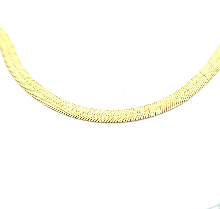 Italian Sterling Silver (8mm) Herringbone Necklace - 18K Gold Plated