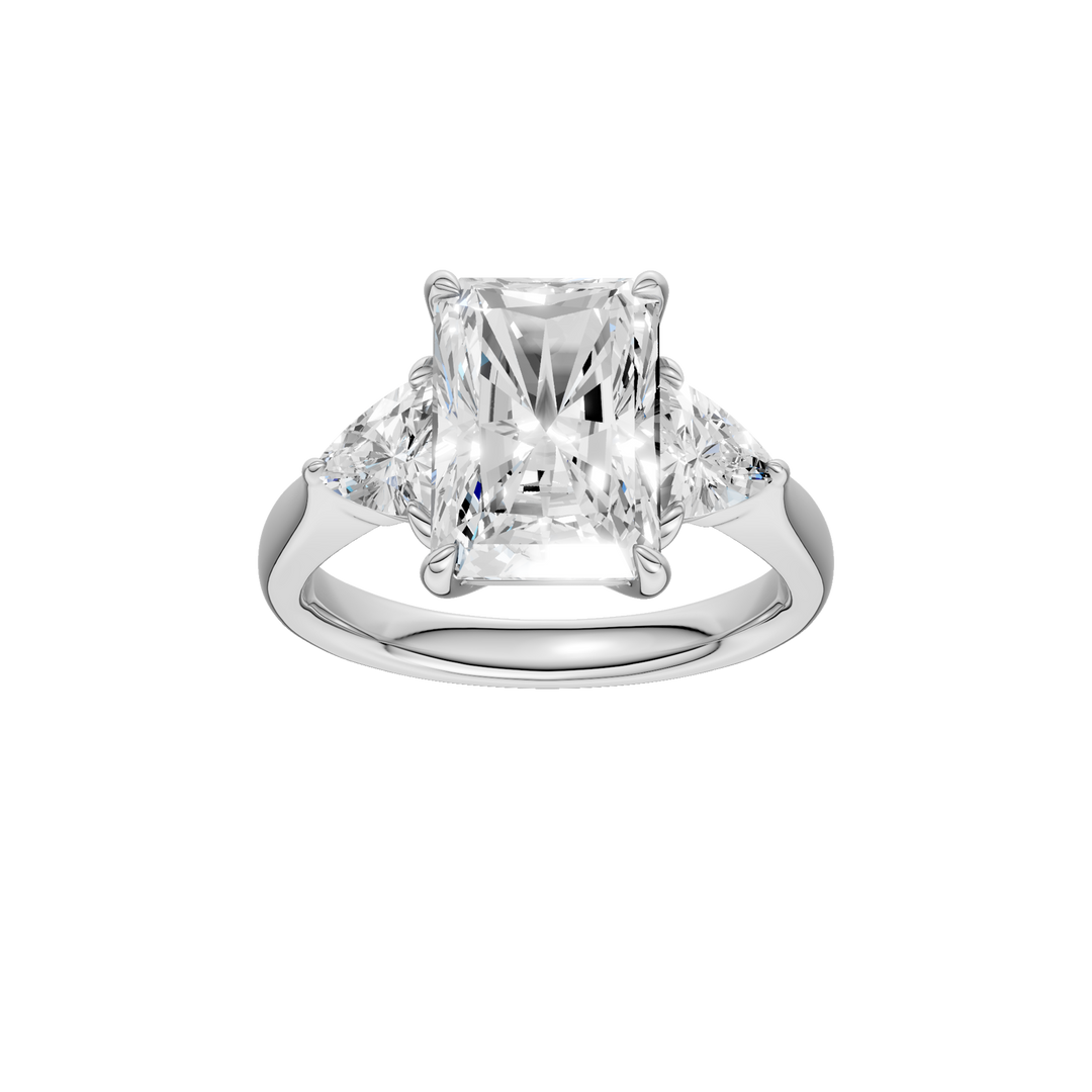 3 Stone Ring (Radiant + Trillion) in 14K White Gold – Silvadi Jewelry Aurora CO