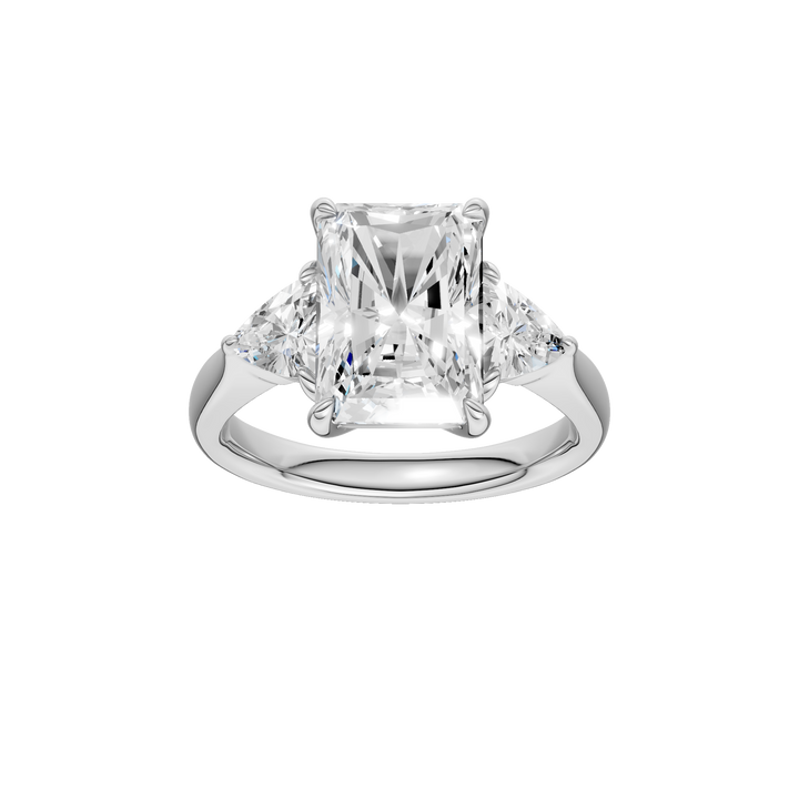 3 Stone Ring (Radiant + Trillion) in 14K White Gold – Silvadi Jewelry Aurora CO