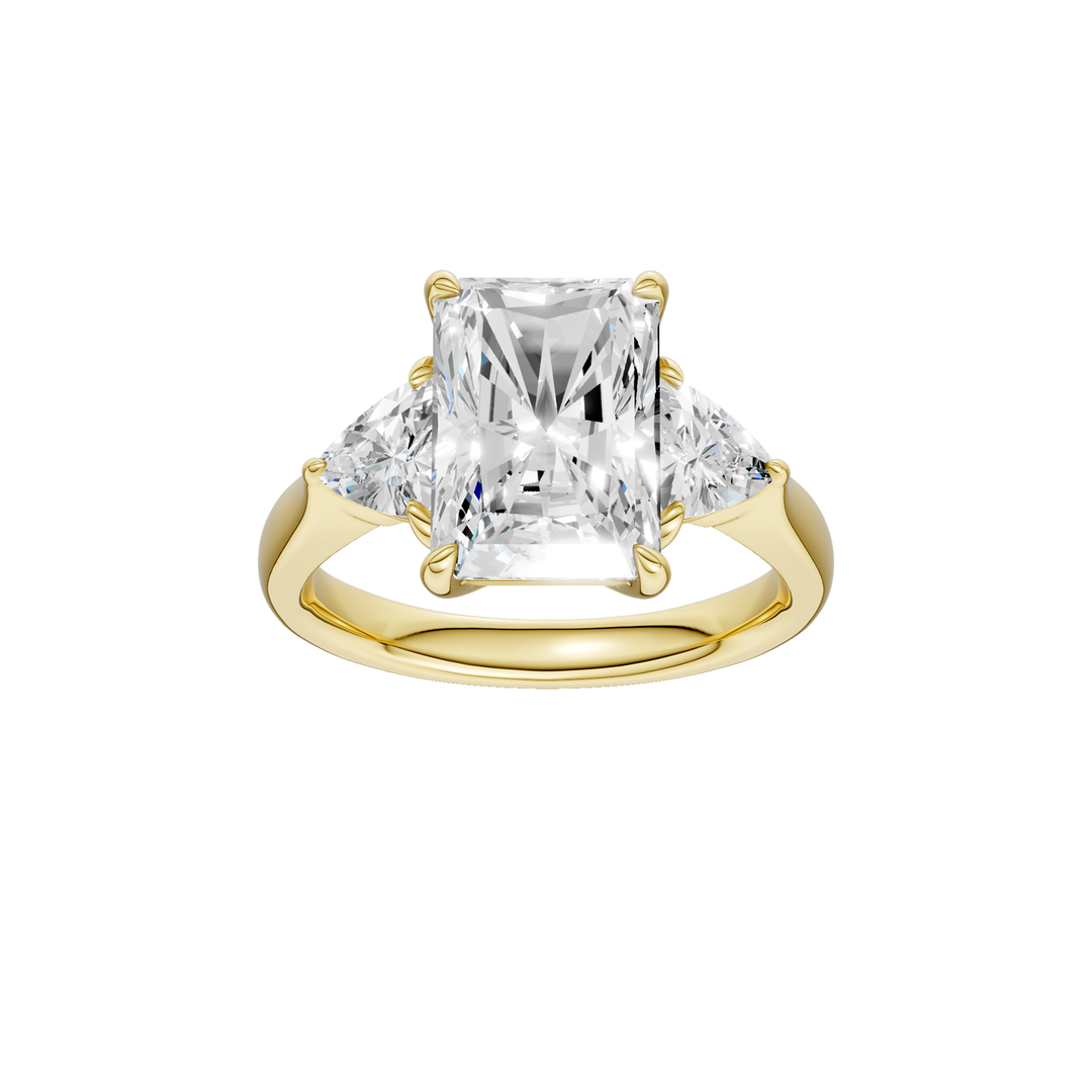 3 Stone Ring (Radiant + Trillion) in 14K Yellow Gold – Silvadi Jewelry Aurora CO