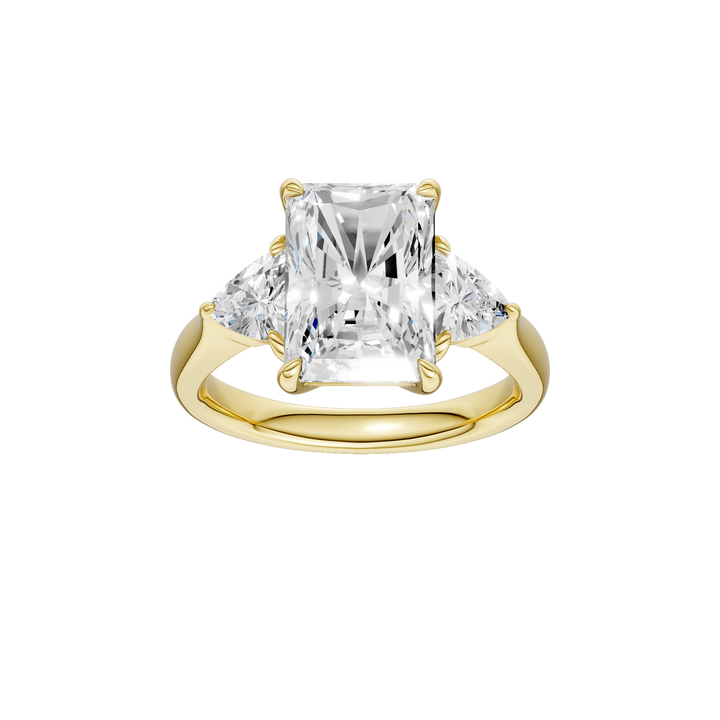3 Stone Ring (Radiant + Trillion) in 14K Yellow Gold – Silvadi Jewelry Aurora CO