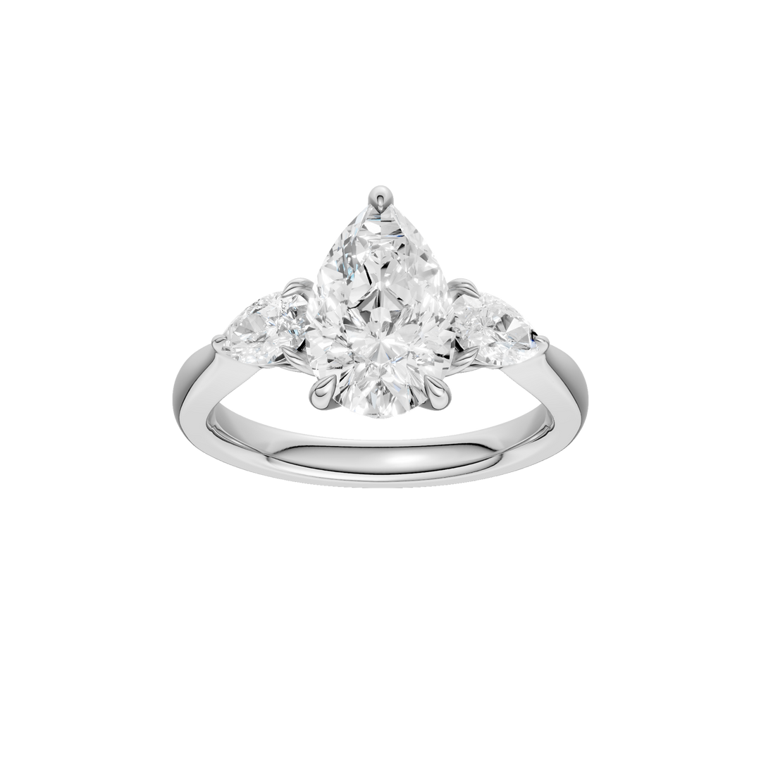 3 Stone Ring (Pear) in 14K White Gold – Silvadi Jewelry Aurora CO