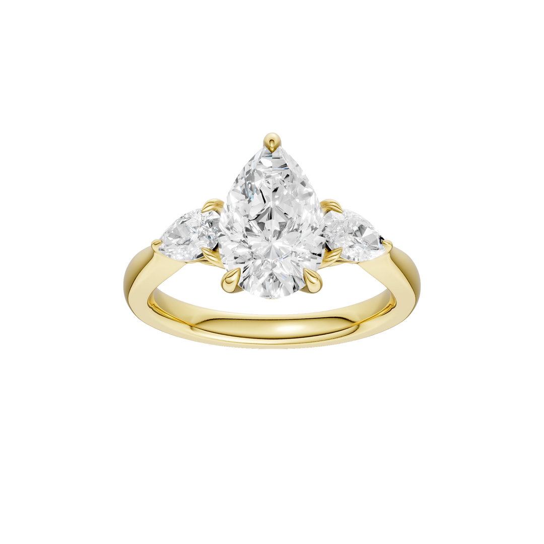 3 Stone Ring (Pear) in 14K Yellow Gold – Silvadi Jewelry Aurora CO