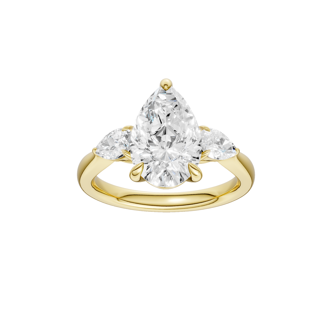 3 Stone Ring (Pear) in 14K Yellow Gold – Silvadi Jewelry Aurora CO