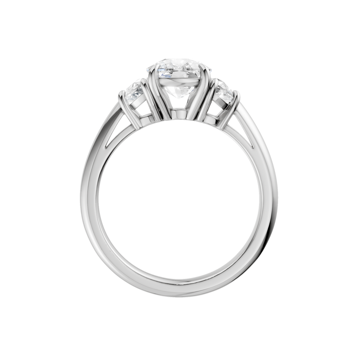 3-Stone Engagement Ring (Elongated Cushion + Half Moon) in 14K White Gold – Silvadi Jewelry Aurora CO